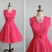 Vintage 1960s Dress : 60s Fuchsia Chiffon Cocktail Dress