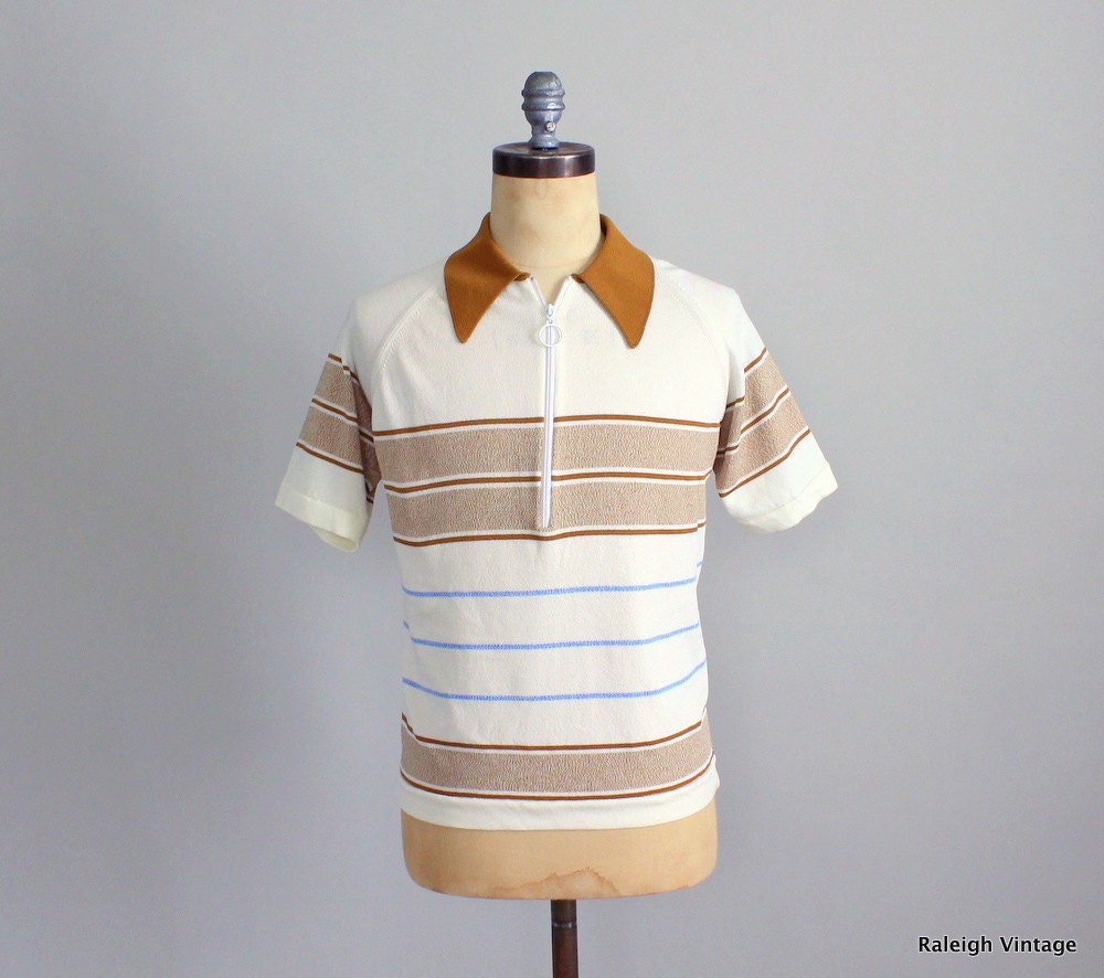 Vintage 1960s MENS Shirt : 60s MOD Knit Shirt by RaleighVintage