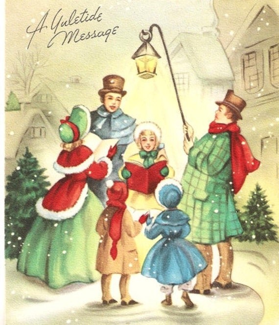 Carolers Vintage Christmas Card by PaperPrizes on Etsy