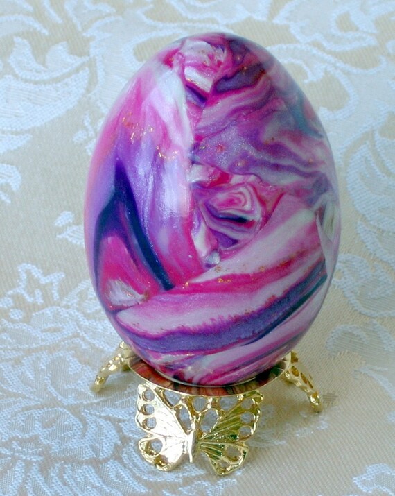 Real Duck Egg Covered in Polymer Clay Magenta Violet by jbwolen