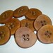 9 Handmade plum wood large buttons, accessories (2,13" diameter x 0,28" thick)