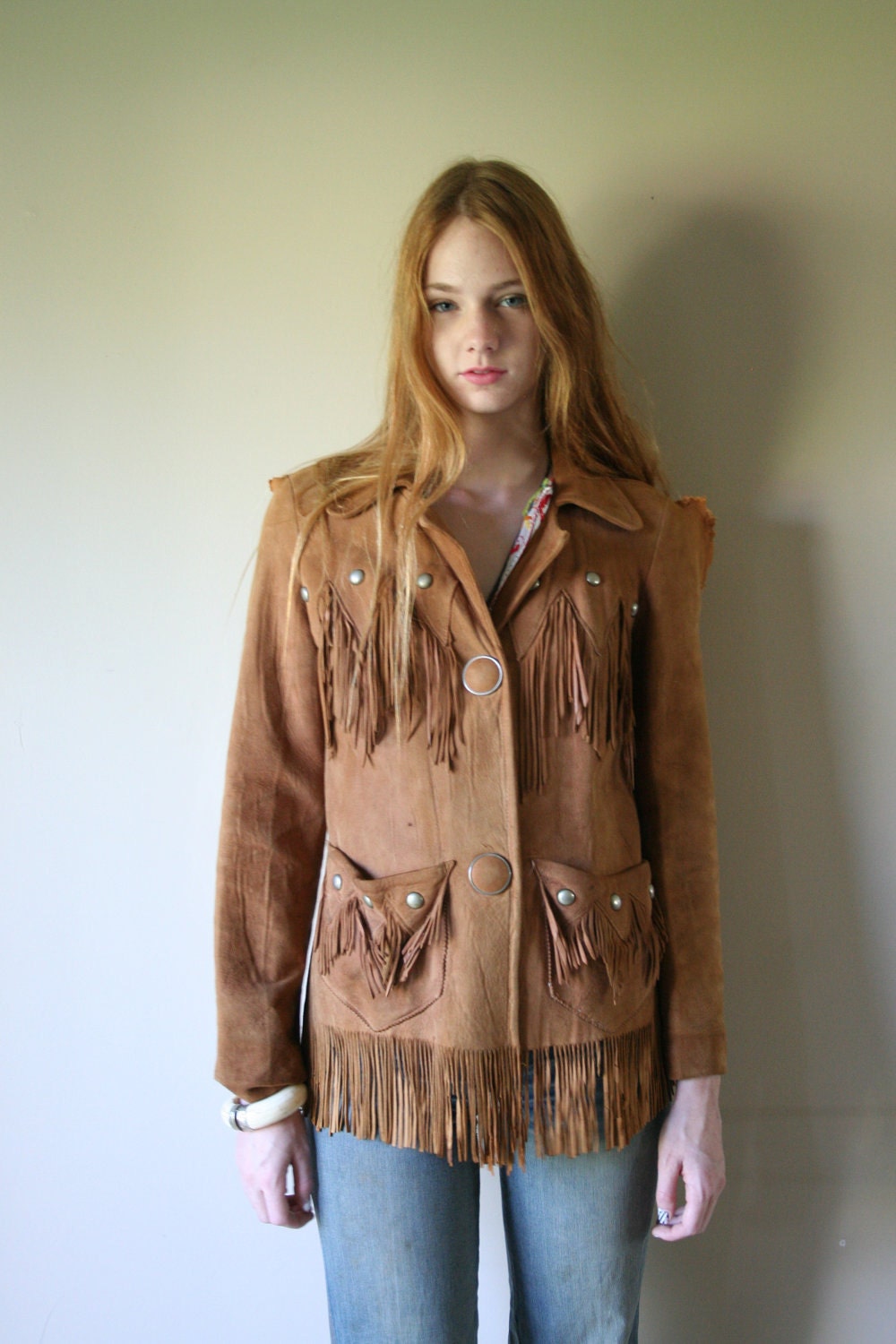 60s Deer Skin Suede Leather Jacket with Fringe by closetcaseVNTG