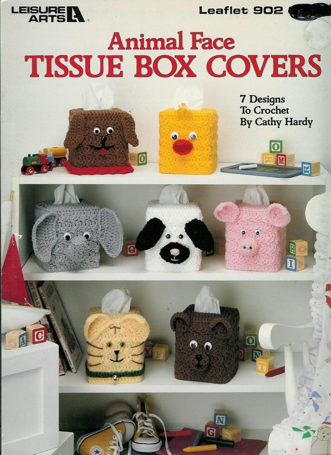 Animal Face Tissue Box Covers to Crochet by Leisure Arts