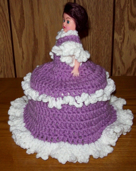 Lavender toilet tissue cover dress and doll