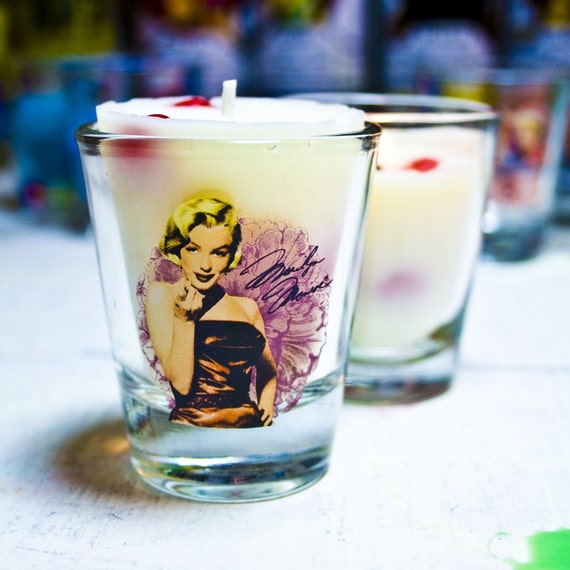 Marilyn Monroe Unique Shot Glass Candle Your Choice of