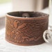 SALE - Ready To Ship - Leather Snap Cuff Bracelet - Flying Eagle Pattern - Chocolate brown