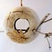Hanging Clay Bird Feeder - 2 Sided - Using Real Leaves - Removable Stick Perch