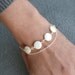 Mother of pearl coins and silver bracelet chain white minimalist elegant handmade