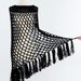 Vintage 70's Black Crotchet Poncho - Fringe SHAWL - Diamond MESH