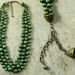 Vintage 50s PEACOCK GLASS Beaded Twist Necklace