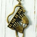 Vintage 70s PIANO Necklace - Jazz HANDS Pendant - Antique Bronze