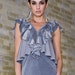 FASHION NINJA HEMISPHERE dress top grey gray velvet stretch knit ruffle ruffles circular flounce tunic top