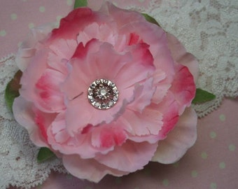 Pearl & Rhinestone Floral Accent Pompom Hat(SALE) main image 1
