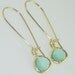 As Seen in Anthropologie -Aqua and Gold Bezel Earrings adorned on Gold Kidney Earwires