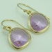 Transparent Violet Glass and Gold Trimmed Earrings