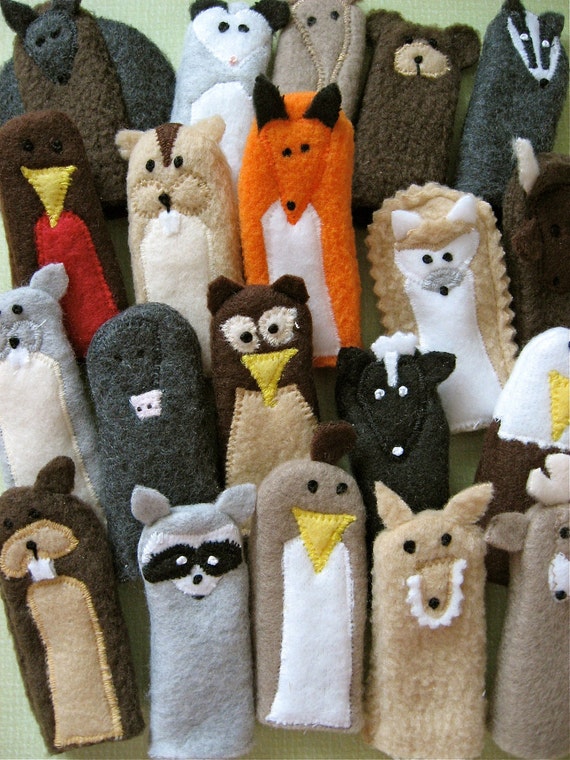 You choose 5 WOODLAND FRIENDS Furry Fingers by sweetmellyjane