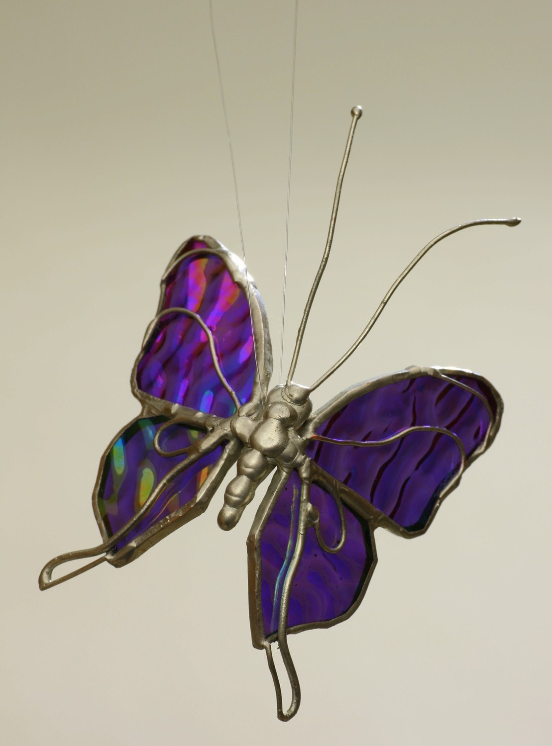 Small Purple Stained Glass Butterfly Standing or fitted for