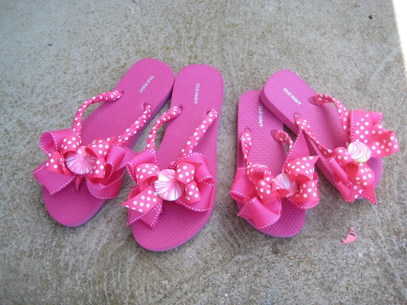 Items similar to Adorable Matching Mother and Daughter Bow Flip Flops w ...