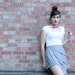 Grey origami petal skirt - vintage style super cute mini for women - LAST CHANCE