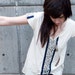 Deep v-neck tunic - modern bohemian style with blue and white lace trim - small