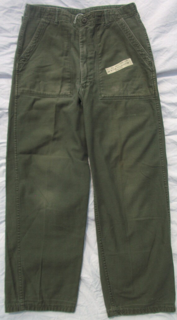 Vintage 70s Soft Mens Military Fatigue 32 x 28 Olive Drab