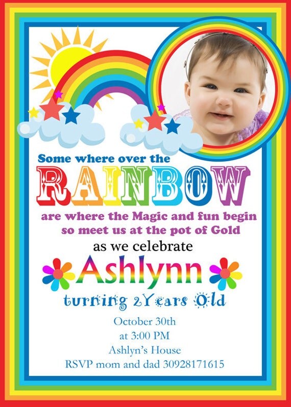 Rainbow Themed Birthday Invitations 4