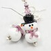 Snowman Earrings, Christmas Earrings, Glass Snowmen Earrings, Purple White Snowmen Earrings