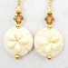 Sand Dollar Earrings, Lampwork Earrings, Glass Bead Earrings, 14K Gold Filled Earrings, Beach Earrings, Seashell Earrings, Beadwork Earrings
