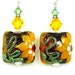 Sunflower Earrings, Lampwork Earrings, Glass Earrings, Floral Lampwork Earrings, Yellow Sunflower Earrings, Glass Bead Earrings