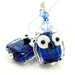 Blue Owl Earrings, Owl Lampwork Earrings, Glass Owl Earrings, Blue Owl Earrings, Glass Bead Earrings, Beadwork Earrings, Whimsical Earrings