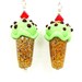 Ice Cream Cone Earrings, Ice Cream Lampwork Earrings, Glass Ice Cream Earrings, Beaded Earrings, Beadwork Earrings