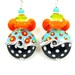 Lampwork Earrings, Glass Earrings, Turquoise Blue Orange Earrings, Glass Bead Earrings