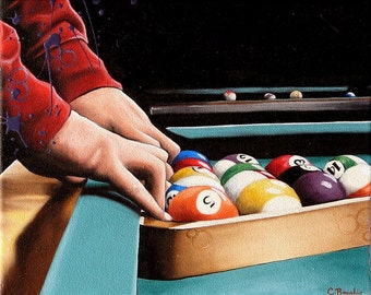 Pool Rack Bar Scene Oil Painting Reproduction 8x10 print