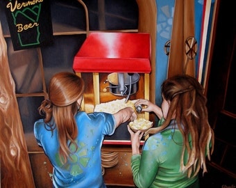 Popcorn Bar Scene Oil Painting Reproduction 8x10 print