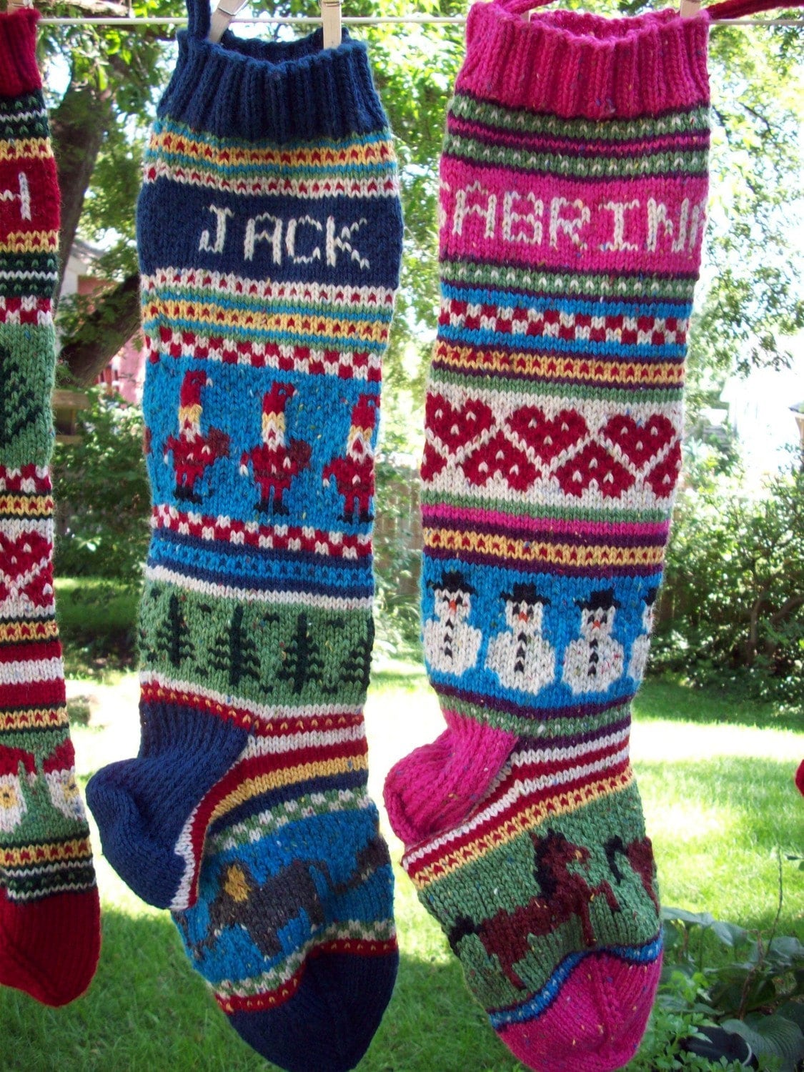 Personalized Hand Knitted Fair Isle Christmas Stocking for