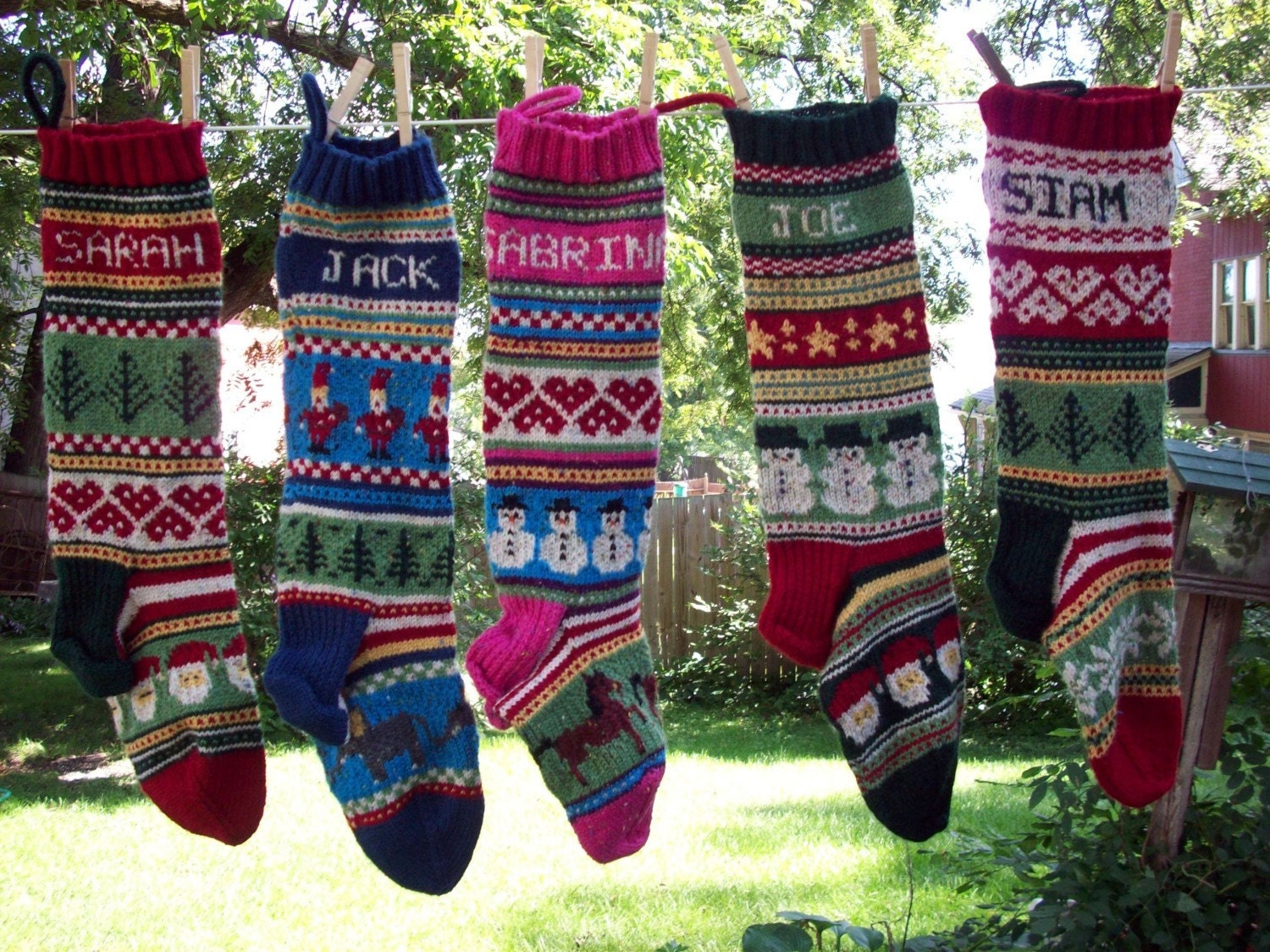 Personalized Hand Knitted Fair Isle Christmas Stocking for