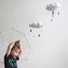 Cloud Mobile - Tut, tut it looks like rain in gray, light blue, aqua, charcoal grey and white