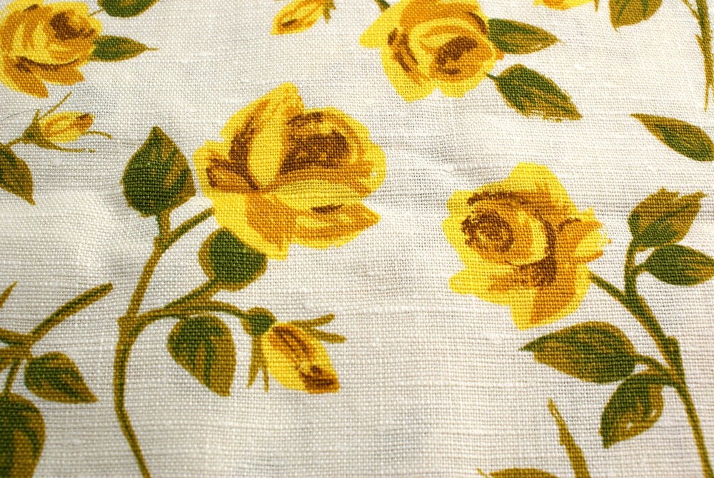 Vintage Yellow Rose Fabric
