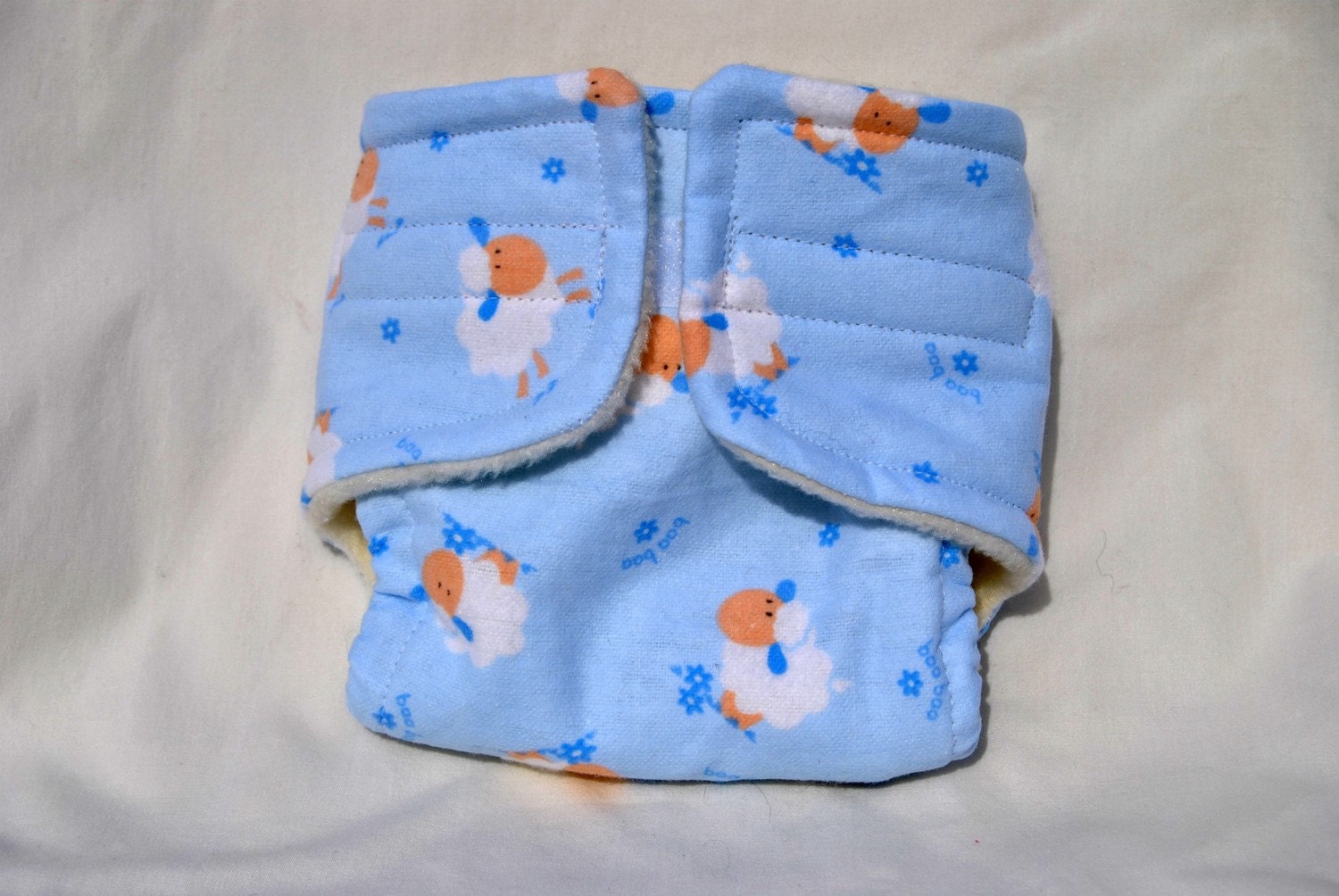 Baby Doll Cloth Diaper Blue Sheep Size Small