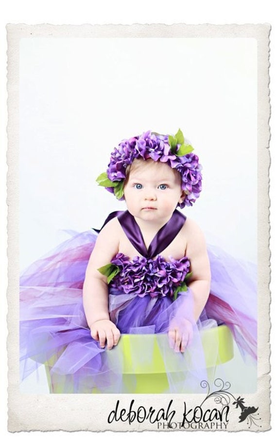 LILAC BLOOMS Hydrangea Petal Tutu Dress in Shades of Purple