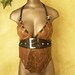 Leather Halter, distressed brown, pirate wench, size small