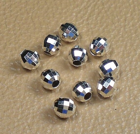 4mm Sterling Silver Mirror Beads Round 12 pcs S136