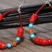 Red Coral Turquoise Carnelian Dangle Earrings Sterling Silver South Western