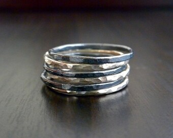 1 Mini Oxidized Silver Stackable Ring