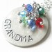 Mothers Day Handstamped Grandma Necklace - Birthstone Crystals