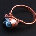 Black Mother of Pearl Ring, antiqued, stackable rings, hammered copper wire wrap, modern, edgy, iridescent stone