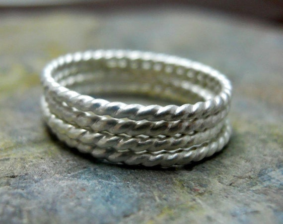 Twisted Sterling Silver Stacking Rings Size by StoneyRootsDesigns