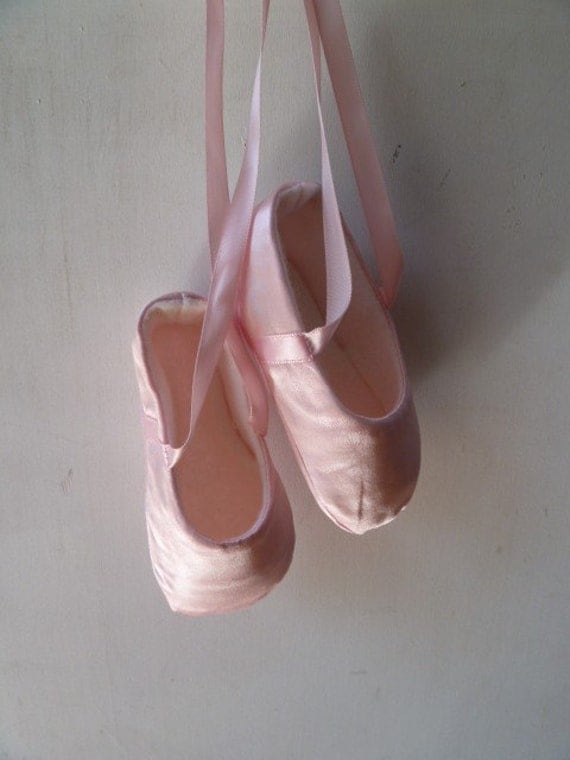 Ballet Shoes for Baby Girl in Pink Satin Custom and Handmade
