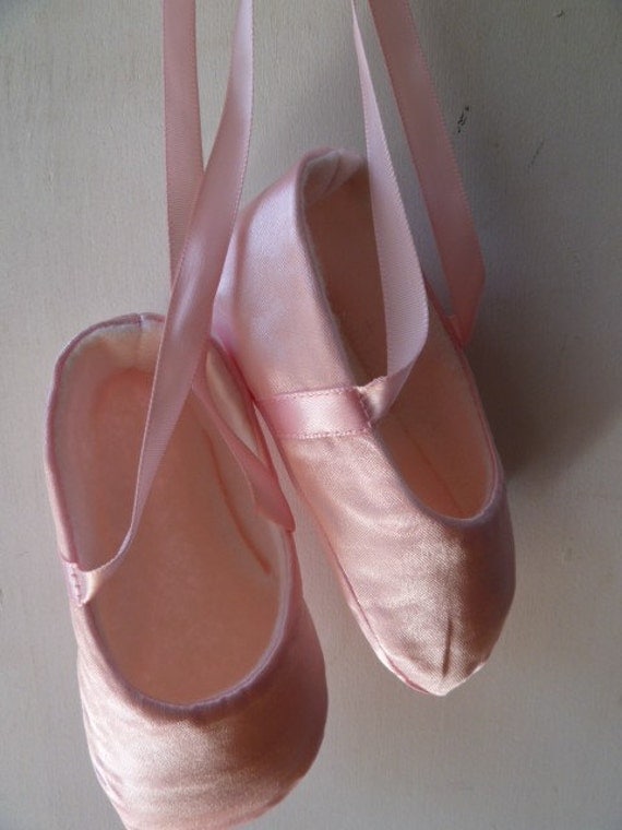 Ballet Shoes for Baby Girl in Pink Satin Custom and Handmade