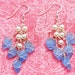 Date Night Cluster Dark Cornflower Blue Sea Glass Earrings with Pearls